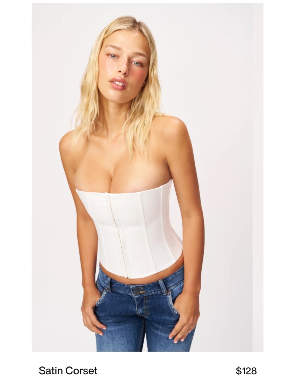 Danielle Guizio White Satin Corset Top